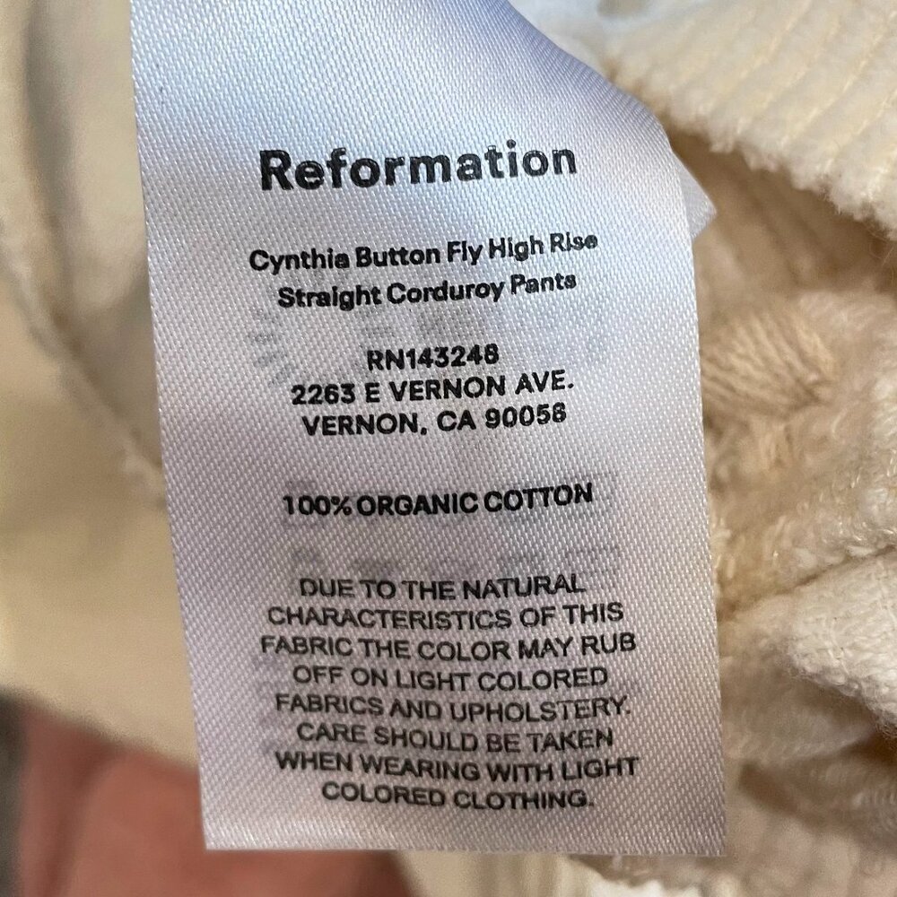 Last Chance! New Ref Cynthia Button Fly Corduroy Straight Leg Pants Cream 25 - Picture 7 of 8